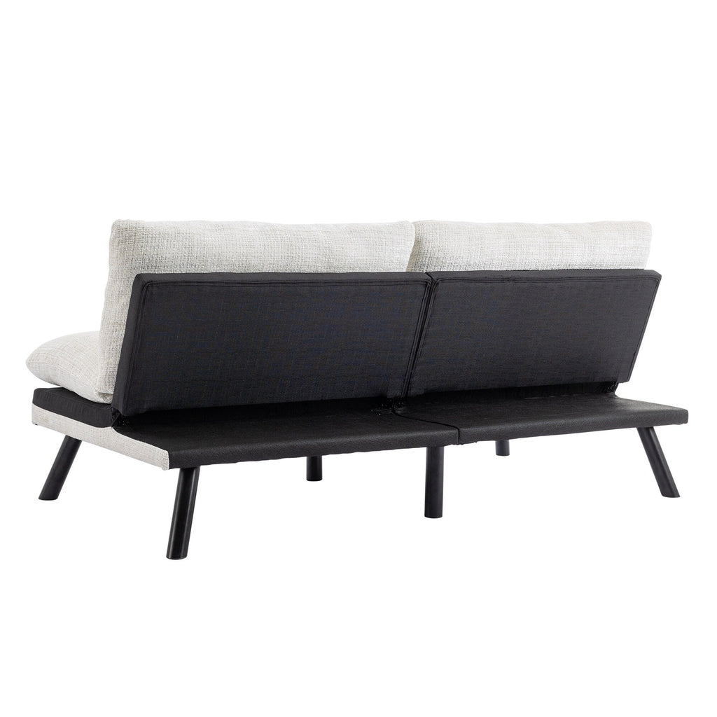 Canapé-lit futon convertible en chenille blanc crème