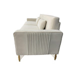 Canapé 3 places en velours blanc crème moderne 85,63 avec touches dorées et coussins moelleux pour le salon