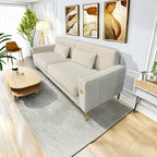 Canapé 3 places en velours blanc crème moderne 85,63 avec touches dorées et coussins moelleux pour le salon