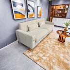 Canapé 3 places en velours blanc crème moderne 85,63 avec touches dorées et coussins moelleux pour le salon