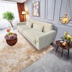 Canapé 3 places en velours blanc crème avec touches dorées