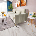 Canapé 3 places en velours blanc crème avec touches dorées