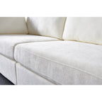 Canapé modulable 3 places en chenille blanc crème 112,99 $ avec cadre en bois massif pour salon