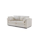 Canapé modulable en chenille blanc crème avec cadre en bois