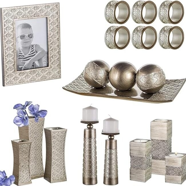 Plateau décoratif et boules Creative Scents Dublin en argent brossé (lot de 3)