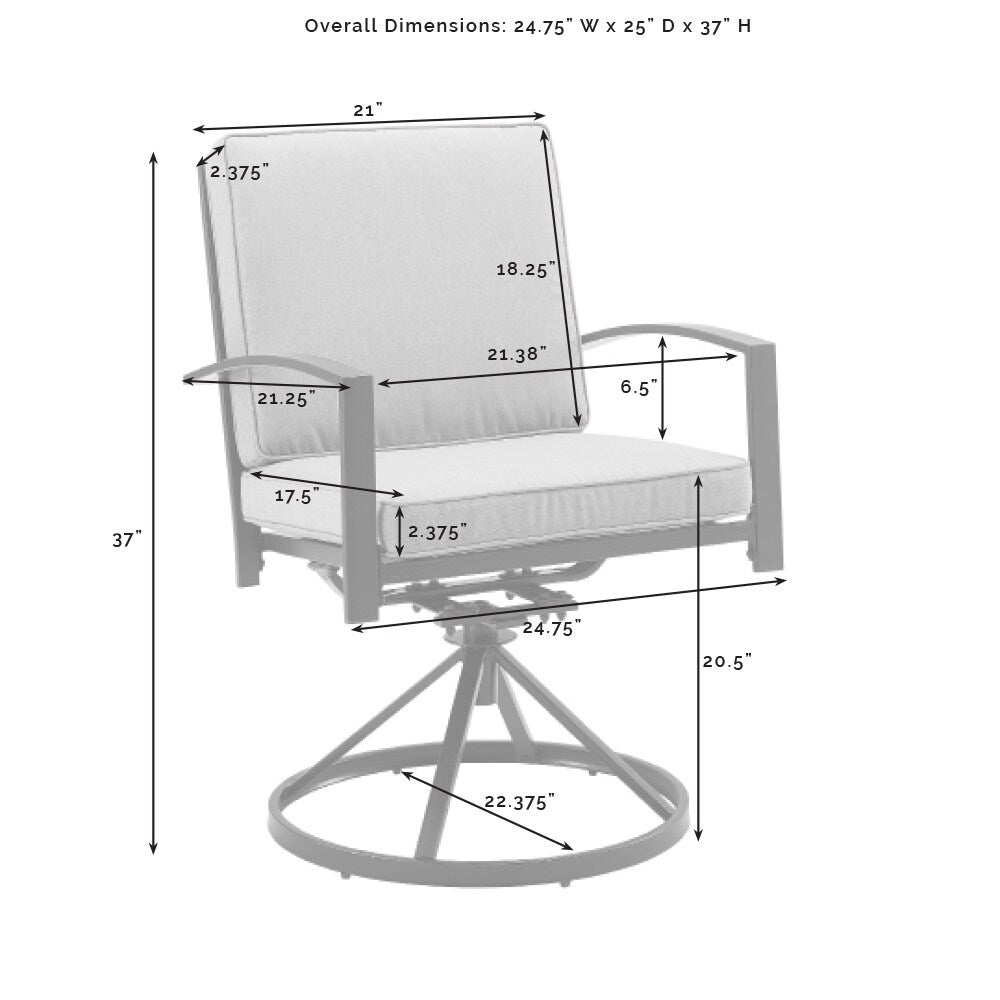 Ensemble de salle à manger rond en métal Crosley Kaplan 5 pièces : table et 4 chaises pivotantes