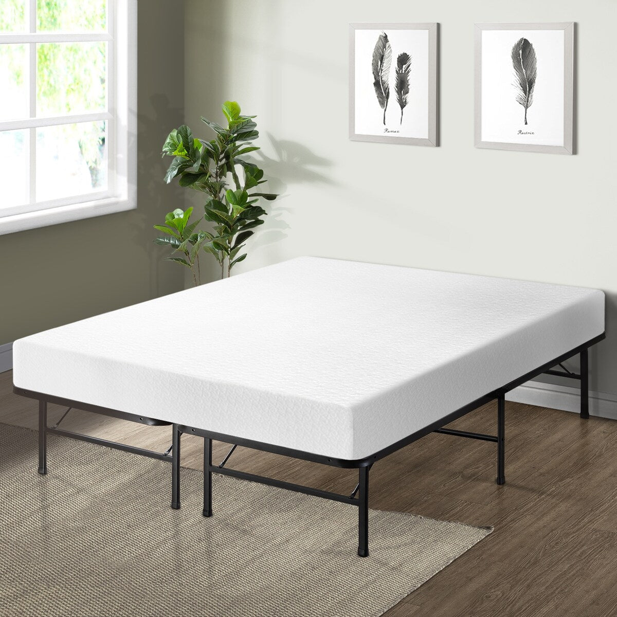 Ensemble matelas en mousse à mémoire de forme de 8 pouces avec cadre de lit Crown Comfort