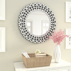 Miroir mural rond avec accents en cristal