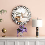 Miroir mural rond avec accents en cristal