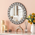 Miroir mural rond avec accents en cristal