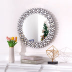 Miroir mural rond avec accents en cristal