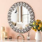 Miroir mural rond avec accents en cristal