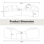 Canapé quatre places incurvé blanc en éponge à compression intégrale, canapé compact sans assemblage pour petits espaces et appartements