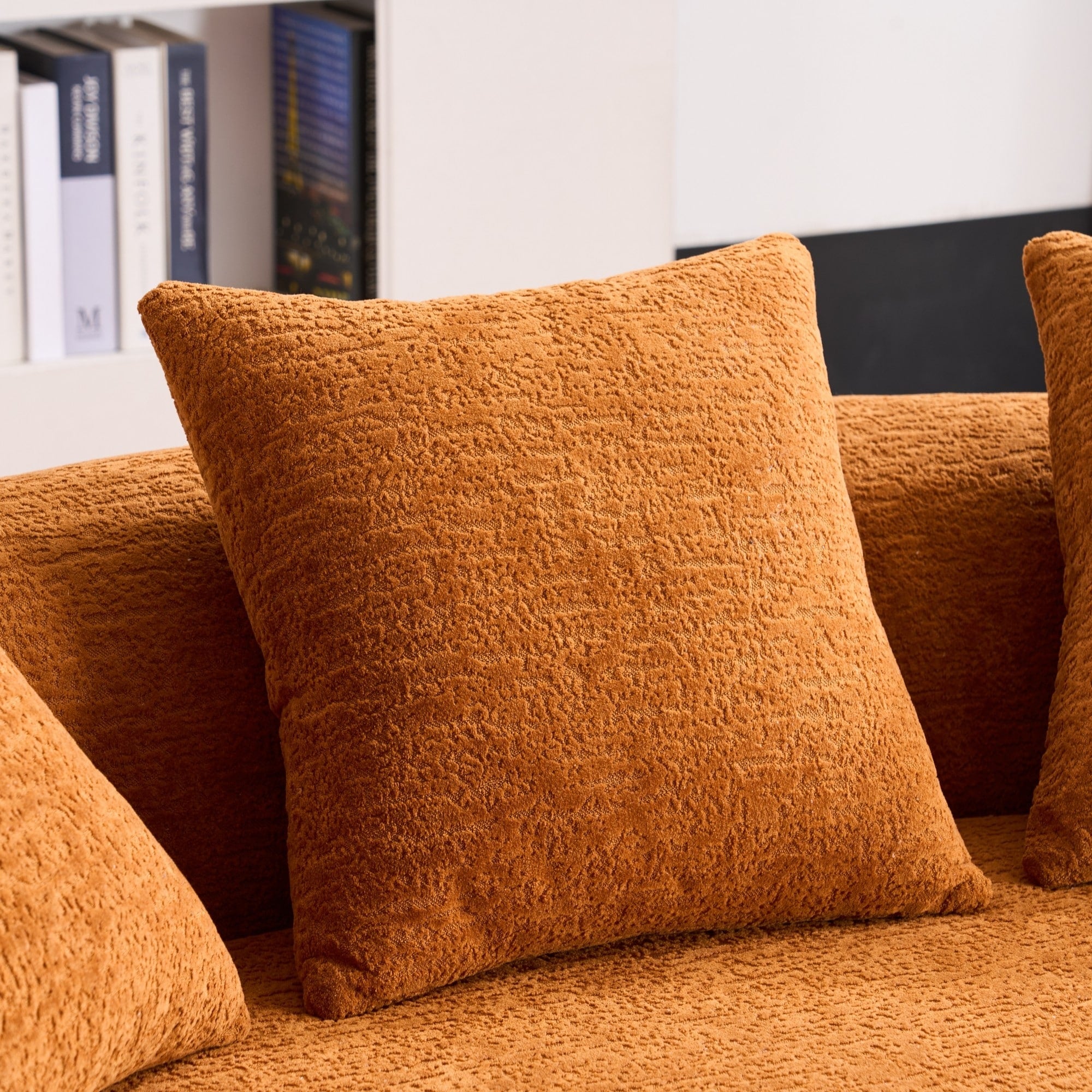 Canapé causeuse incurvé en éponge de compression complète 30D, chenille, sans assemblage