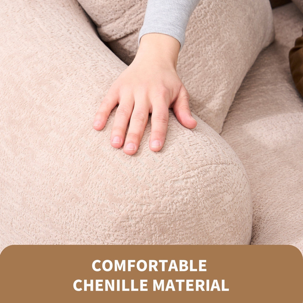 Canapé causeuse incurvé en éponge de compression complète 30D, chenille, sans assemblage