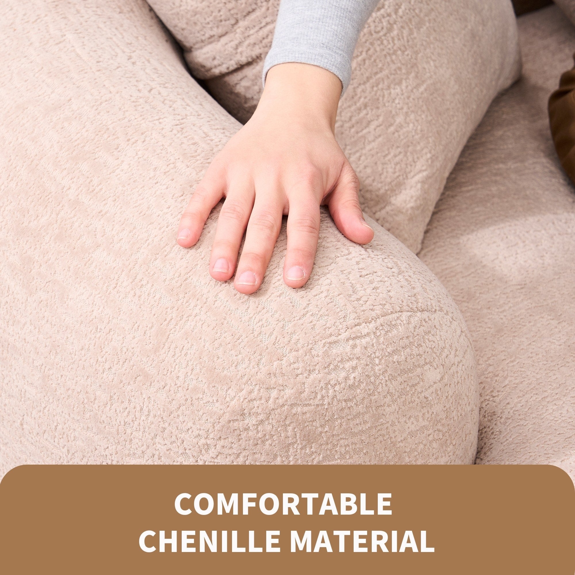 Canapé causeuse incurvé en éponge de compression complète 30D, chenille, sans assemblage