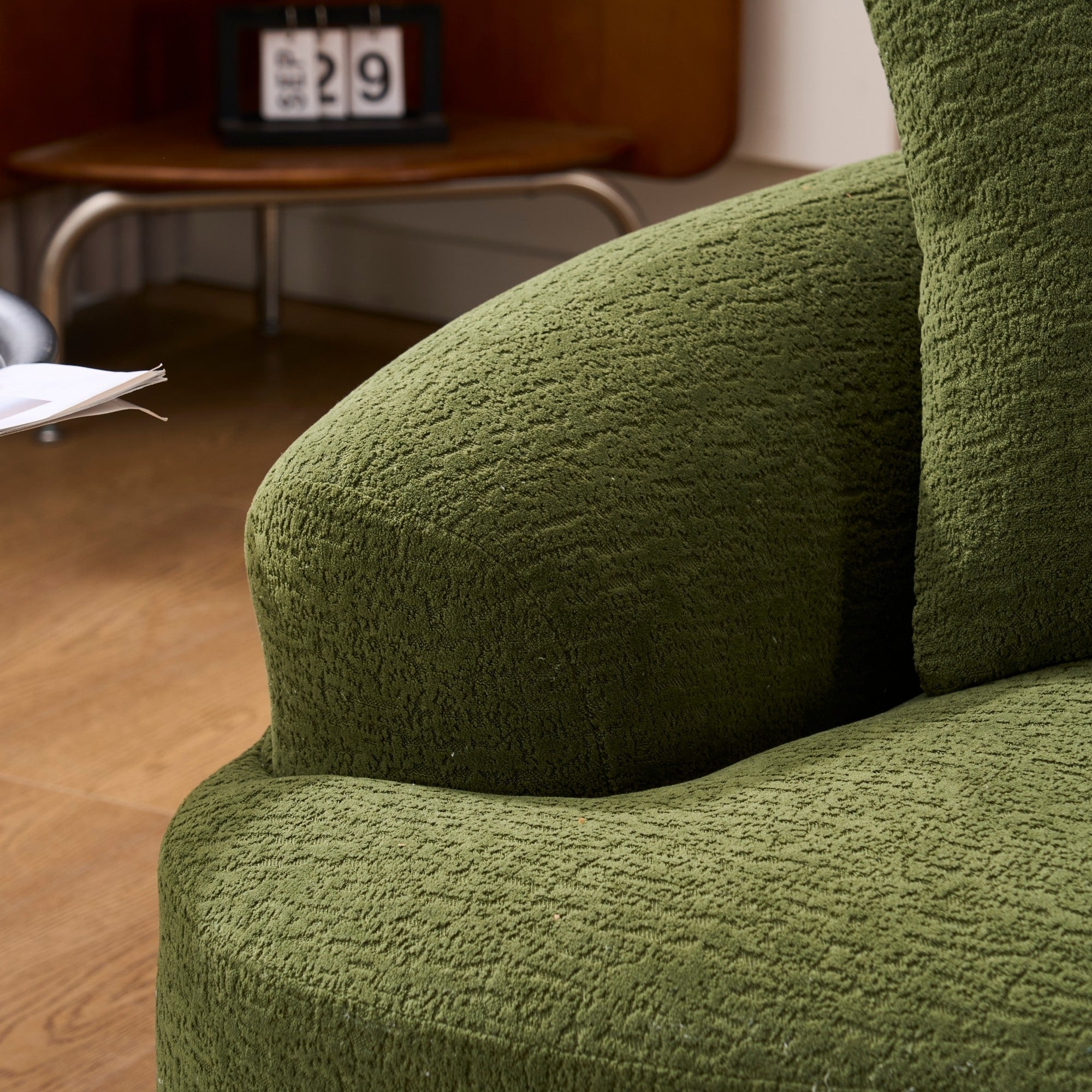 Canapé causeuse incurvé en éponge de compression complète 30D, chenille, sans assemblage