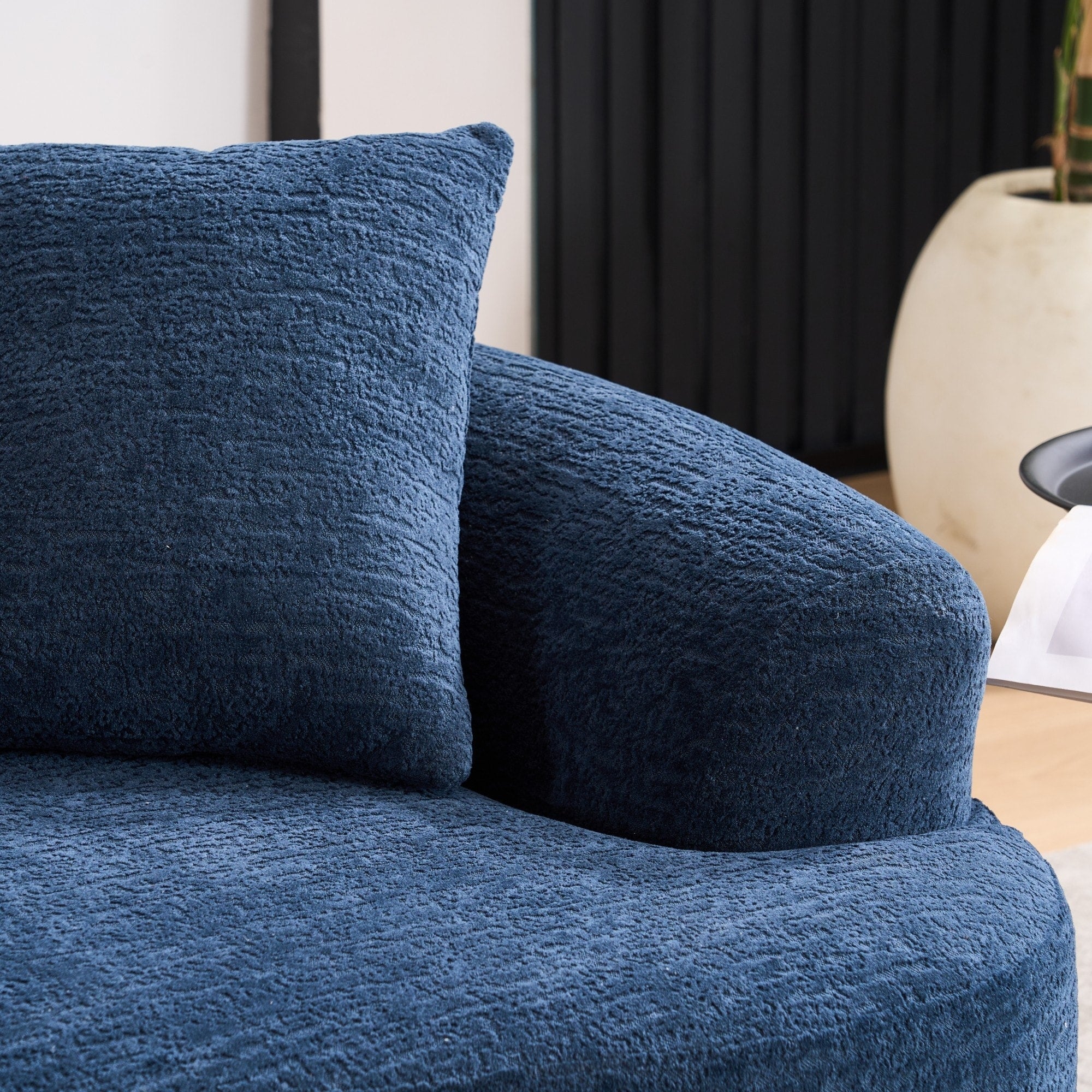 Canapé causeuse incurvé en éponge de compression complète 30D, chenille, sans assemblage