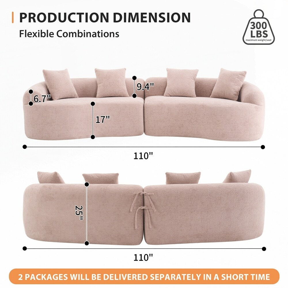 Canapé causeuse incurvé blanc en éponge à compression complète