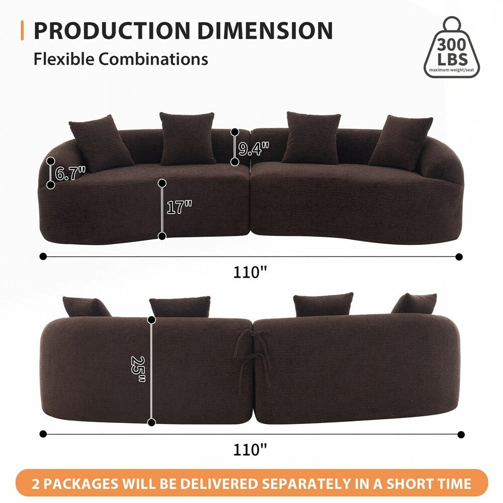 Canapé causeuse incurvé blanc en éponge à compression complète