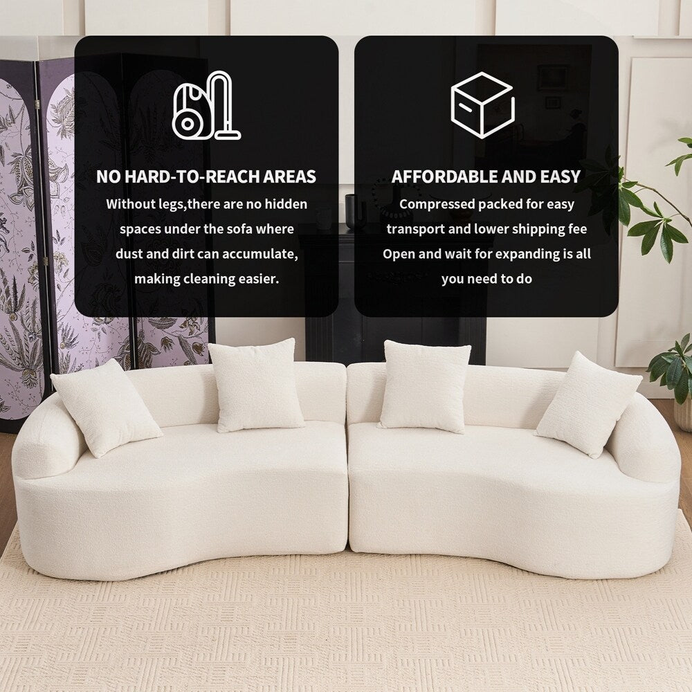 Canapé causeuse incurvé blanc en éponge à compression complète