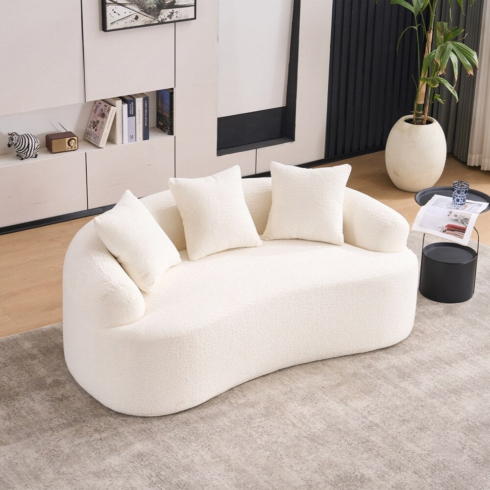 Canapé causeuse incurvé blanc en éponge à compression complète