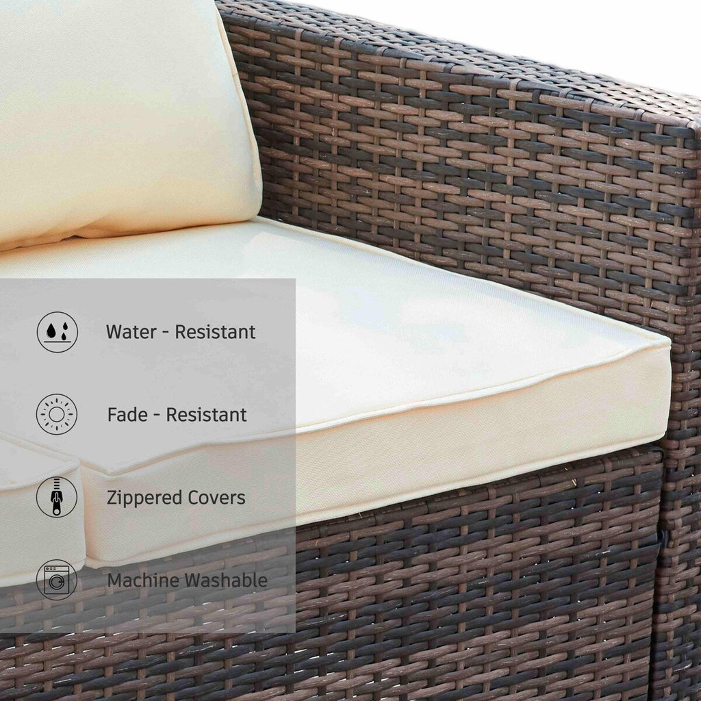 Ensemble de salon de jardin 3 pièces en osier résistant aux intempéries, beige