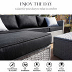 Ensemble de salon de jardin 3 pièces en osier résistant aux intempéries, beige