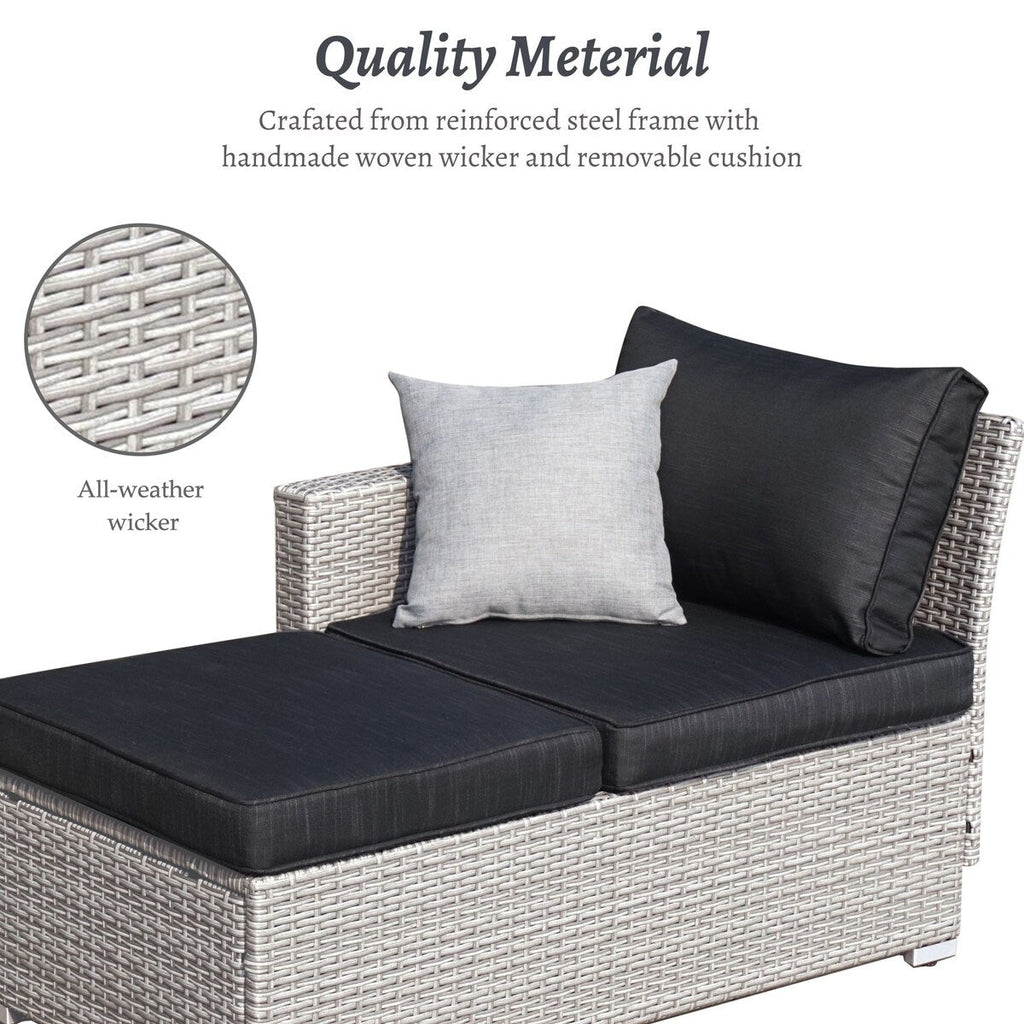 Ensemble de salon de jardin 3 pièces en osier résistant aux intempéries, beige