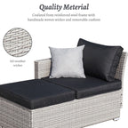 Ensemble de salon de jardin 3 pièces en osier résistant aux intempéries, beige