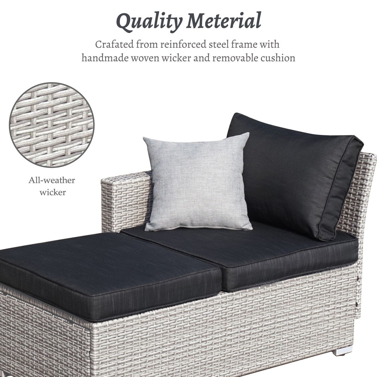 Ensemble de salon de jardin 3 pièces en osier résistant aux intempéries, beige