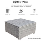 Ensemble de salon de jardin 3 pièces en osier résistant aux intempéries, beige