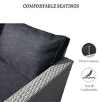 Ensemble de salon de jardin 3 pièces en osier résistant aux intempéries, beige