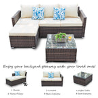 Ensemble de salon de jardin 3 pièces en osier résistant aux intempéries, beige