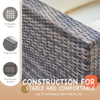 Ensemble de salon de jardin 3 pièces en osier résistant aux intempéries, beige