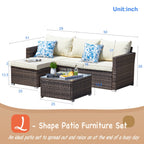 Ensemble de salon de jardin 3 pièces en osier résistant aux intempéries, beige