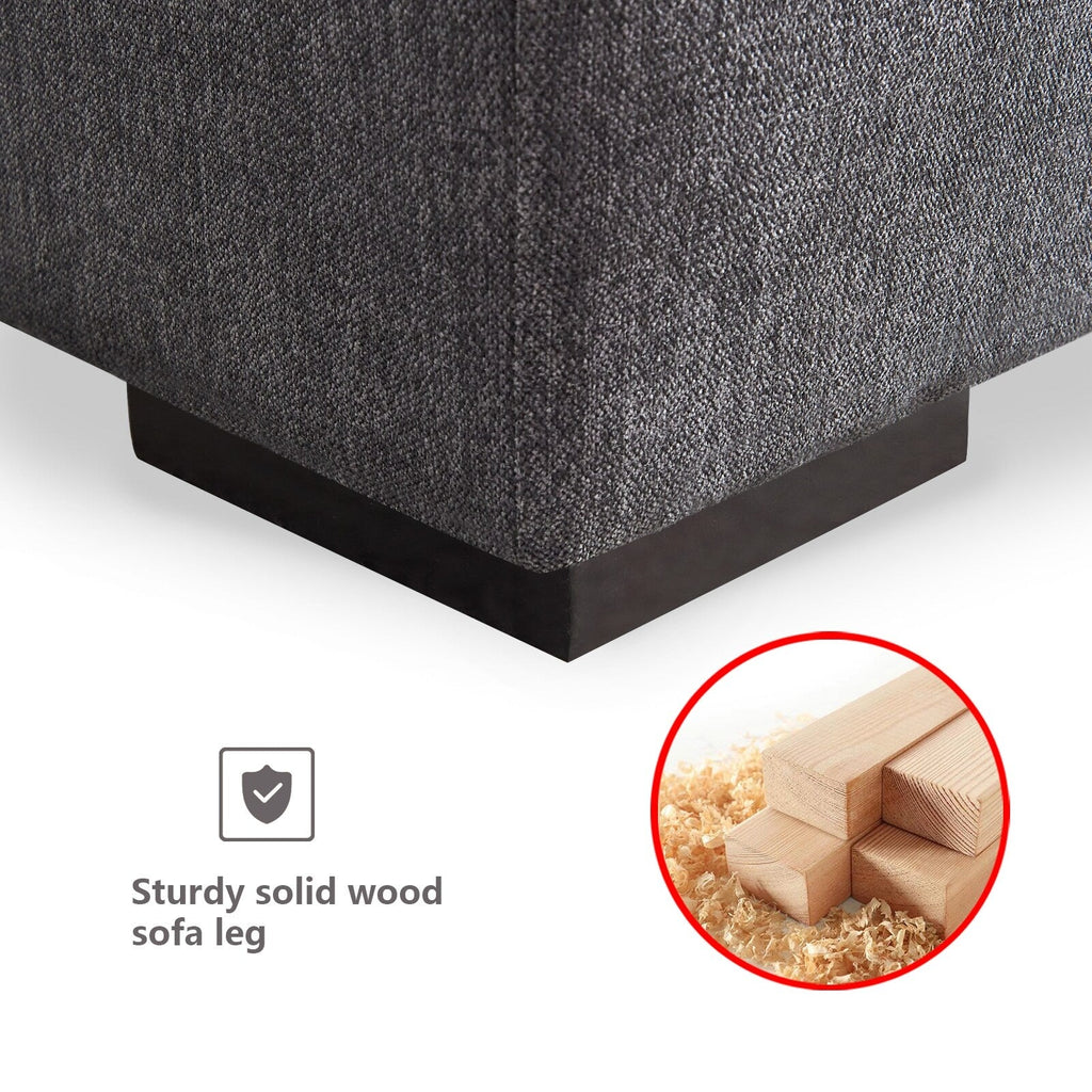 Canapé modulaire personnalisable avec pouf - Revêtement en lin doux et rembourrage en duvet pour une détente confortable