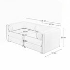 Canapé en chenille avec dossier et accoudoirs cylindriques et siège de rangement