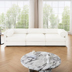 Canapé en chenille avec dossier et accoudoirs cylindriques et siège de rangement