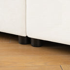 Canapé en chenille avec dossier et accoudoirs cylindriques et siège de rangement