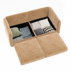 Canapé en chenille avec dossier et accoudoirs cylindriques et siège de rangement