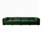 Canapé en chenille avec dossier et accoudoirs cylindriques et siège de rangement