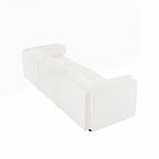 Canapé en chenille avec dossier et accoudoirs cylindriques et siège de rangement