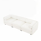 Canapé en chenille avec dossier et accoudoirs cylindriques et siège de rangement