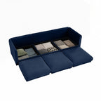 Canapé en chenille avec dossier et accoudoirs cylindriques et siège de rangement