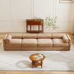 Canapé en chenille avec dossier et accoudoirs cylindriques et siège de rangement