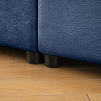 Canapé en chenille avec dossier et accoudoirs cylindriques et siège de rangement