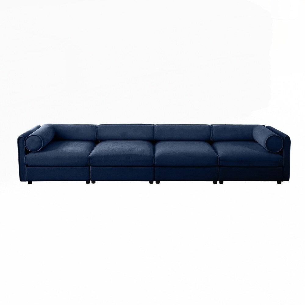 Canapé en chenille avec dossier et accoudoirs cylindriques et siège de rangement