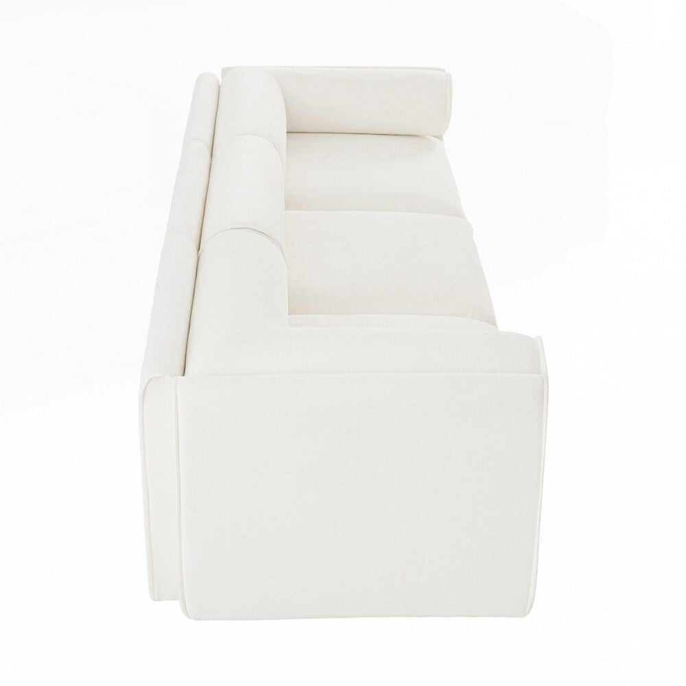 Canapé en chenille avec dossier et accoudoirs cylindriques et siège de rangement