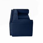 Canapé en chenille avec dossier et accoudoirs cylindriques et siège de rangement